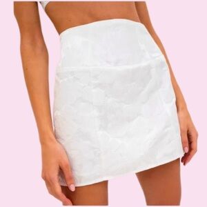 For Love And Lemons Emery white floral satin Mini Skirt XL NWT